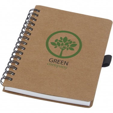 Logo trade advertising products picture of: Cobble A6 wire-o recycled cardboard notebook with stone paper